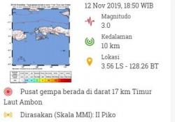 5 Gempa Beruntun Guncang Ambon Malam Ini, Warga Panik
