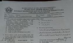 Beredar Soal Ujian Semester Madrasah Aliah di Kediri Memuat Khilafah<