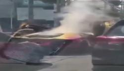 Detik-detik Mobil Lamborghini Terbakar di Surabaya