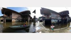 Banjir akibat Luapan Sungai Batanghari Jambi Mulai Surut