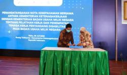 Amalkan Pancasila, Kemnaker-Kementerian BUMN Teken MoU Pekerja Disabilitas