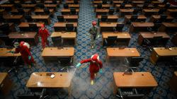 Anggota Dewan Positif Corona, Gedung DPRD DKI Jakarta Disemprot Disinfektan