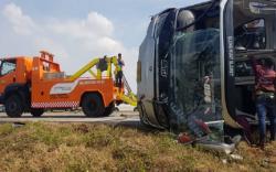 Penyebab Bus Terguling di Tol Cipali Majalengka Diduga karena Pecah Ban, 1 Tewas