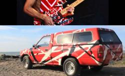 Fans Mendiang Eddie Van Halen Modifikasi Warna Mobil Mirip Corak Gitar sang Idola
