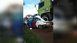 Video Truk Tabrak Mobil PJR di Jalan Tol Tangerang-Merak, Sopir Kabur