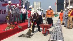 Video Adhi Karya Selesaikan Pengecoran LRT Jabodetabek di Stasiun Dukuh Atas