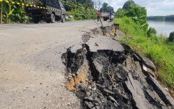 Jalan Nasional di Muba Rawan Longsor, Butuh Penanganan karena Membahayakan<