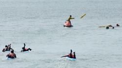 Basarnas Latihan Evakuasi Korban Tenggelam Pakai Jet Ski<