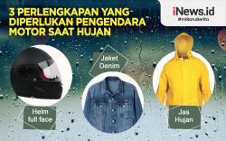 Infografis 3 Perlengkapan Motor yang Wajib Digunakan di Musim Hujan