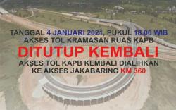 Gerbang Tol Kramasan Ditutup, Akses ke Lampung Kembali ke Jakabaring<