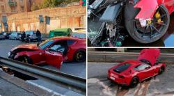 Apes, Mobil Ferrari Kiper Genoa Ringsek Ditabrakkan Tukang Cuci Mobil 