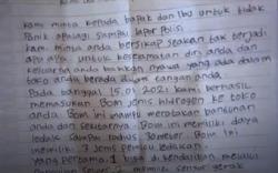 Lewat Surat, Pria Tak Dikenal Ancam Ledakkan Bom di Toko Milik Warga Takalar