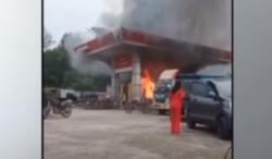 Video Motor Ludes Terbakar saat Isi BBM di SPBU Toboali Bangka Selatan