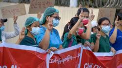 Ratusan Tenaga Kesehatan Turun ke Jalan Ikut Protes Kudeta Militer Myanmar
