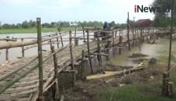 Video Jalan Ambles akibat Banjir, Warga Jombang Buat Jalan Darurat dari Bambu<