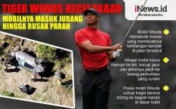 Infografis Pegolf Tiger Woods Kecelakaan, Mobilnya Masuk Jurang
