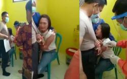 Polwan Cantik Polres Pasuruan Histeris saat Disuntik Vaksin Covid-19