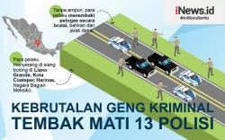 Infografis Penjahat Bersenjata Bantai 13 Polisi Siang Bolong