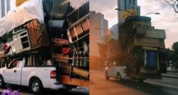 Viral, Pengemudi Ini Nekat Angkut Seluruh Isi Rumah Pakai Mobil Pikap