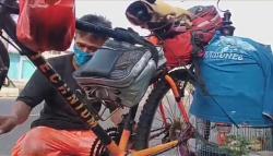 Nekat, Pemudik ini Pulang Kampung dari Tangerang ke Kebumen Pakai Sepeda<