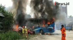 Video Bus Transjabodetabek Terbakar, Diduga Panel Listrik Korslet