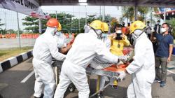 Pengelola Tol Pejagan Pemalang Gelar Simulasi Evakuasi Korban Lalin di GT Brebes