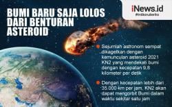 Infografis Bumi Lolos dari Benturan Asteroid 