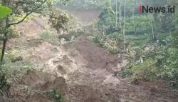 Video Tebing Setinggi 75 Meter Longsor di Cianjur, 5 Rumah Tertimbun