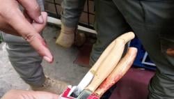 Penampakan 3 Pisau yang Dipakai Pelaku Menusuk Leher Anggota Satlantas Polrestabes Palembang<