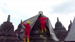 Aman dari Abu Vulkanis Merapi, Terpal Penutup Candi Borobudur Dibuka  