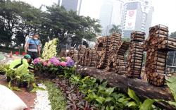 Sambut HUT Ke-494 Jakarta, Kawasan Patung Kuda Dipercantik dengan Tanaman Hias