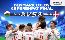 Infografis Denmark ke Perempat Final Euro 2020 usai Bantai Wales