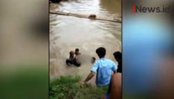 Video Santri Tewas Tenggelam saat Cuci Jeroan Kambing di Sungai Ciberang Lebak