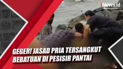 Video Jasad Pria Tersangkut Bebatuan di Pantai Pesanggrahan Tasikmalaya<
