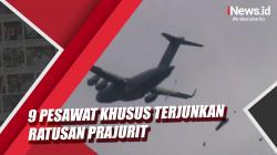 Video 9 Pesawat Khusus Terjunkan Ratusan Prajurit Jalani Perang Kota di Martapura