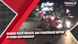Video Hindari Razia Masker, Dua Pengendara Motor di Gowa Bertabrakan