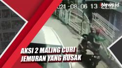 Video Aksi 2 Maling Curi Jemuran yang Rusak Terekam CCTV