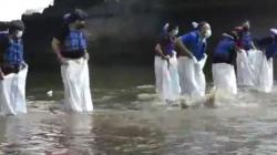 Semarakkan HUT RI, Mahasiswa di Solo Gelar Lomba Balap Karung di Sungai 