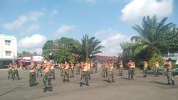 Puluhan Anggota Koramil 404-03 Talang Ubi Disuruh Telanjang Dada dan Dijemur