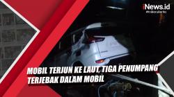 Mobil Terjun ke Laut, Tiga Penumpang Terjebak Dalam Mobil