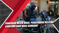 Video Panaskan Mesin Moge, Pengendara Keliling Kampung Bagi-Bagi Sembako