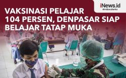 Infografis Vaksinasi Pelajar 104 Persen, Denpasar Siap Belajar Tatap Muka