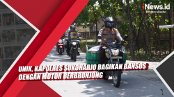 Video Unik, Kapolres Sukoharjo Bagikan Bansos dengan Motor Berbronjong