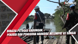 Video Dirazia Petugas Gabungan, Penjudi dan Pengguna Narkoba Melompat ke Sungai