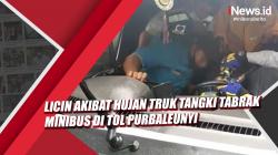 Video Truk Tangki Tabrak Minibus akibat Jalan Licin di Tol Purbaleunyi