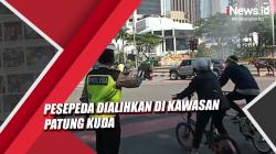 Video Sejumlah Pesepeda Dialihkan di Kawasan Patung Kuda