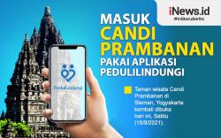 Infografis Masuk Candi Prambanan Pakai Aplikasi PeduliLindungi
