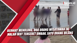 Video Berniat Menolong, Dua Orang Wisatawan Ini Malah Ikut Terseret Ombak, Satu Orang Hilang