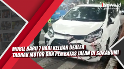 Video Mobil Baru 7 Hari Keluar Dealer Tabrak Motor dan Pembatas Jalan di Sukabumi