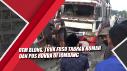 Video Rem Blong, Truk Fuso Tabrak Rumah dan Pos Ronda di Jombang